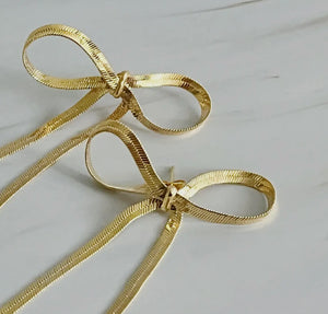 Long Drop Bow Earrings