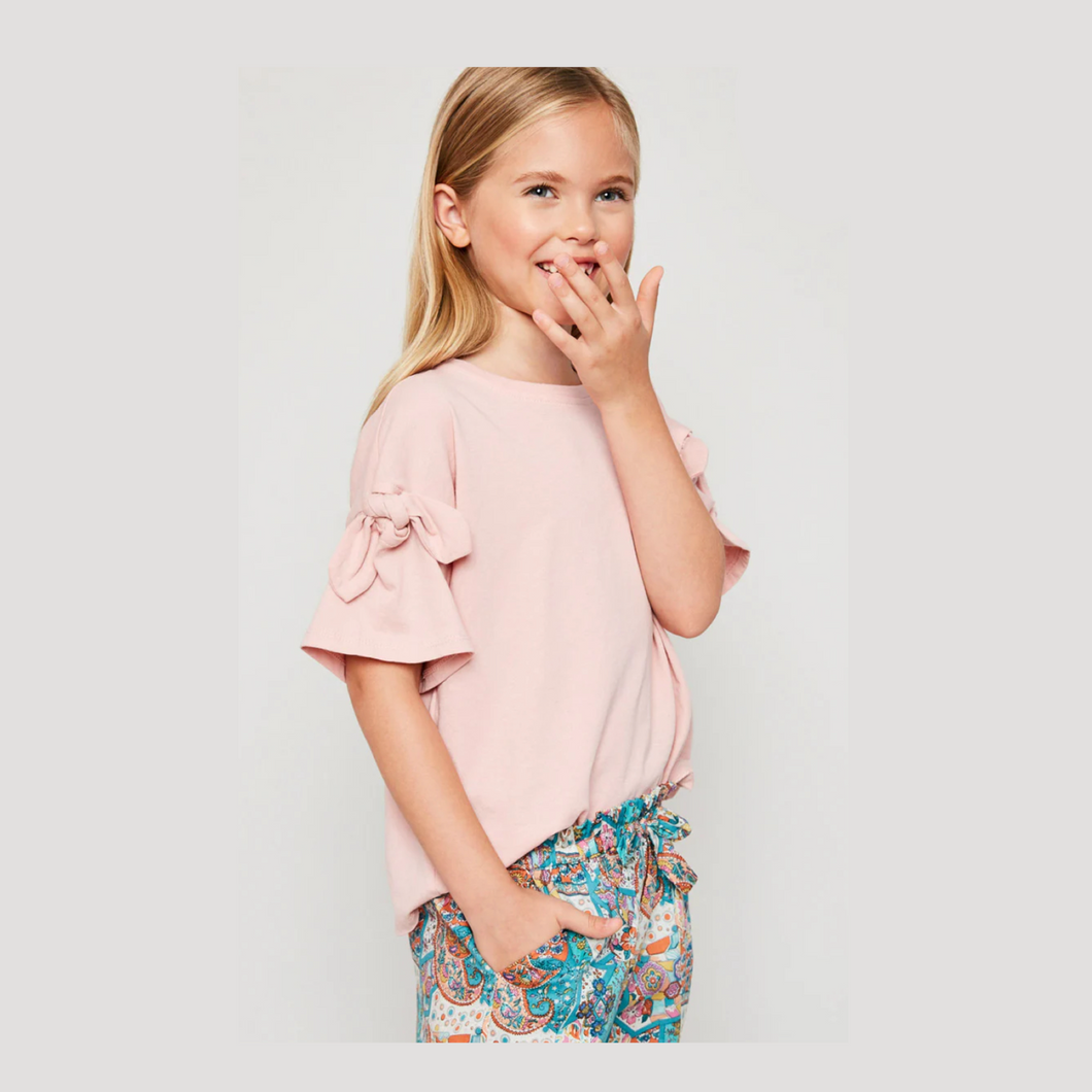 Girls Bow Sleeve Top